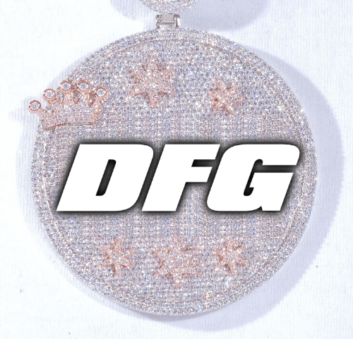 CUSTOM LETTER NECKLACE 3D BIG CROWN DISC