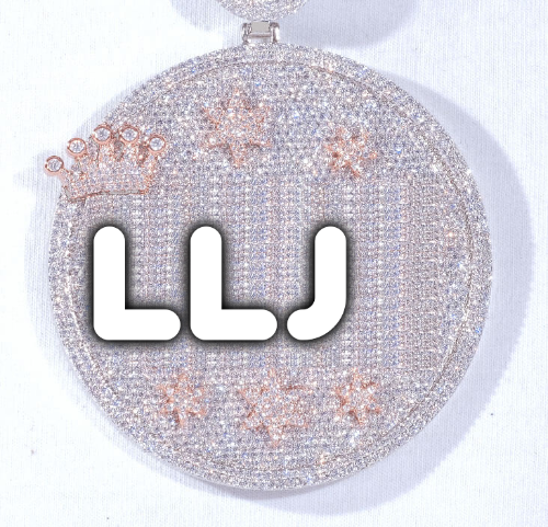 CUSTOM LETTER NECKLACE 3D BIG CROWN DISC