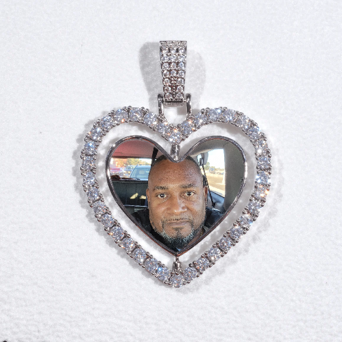 3D Spinning 2-Faced Heart Custom Picture Pendant