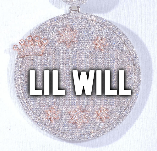 CUSTOM LETTER NECKLACE 3D BIG CROWN DISC