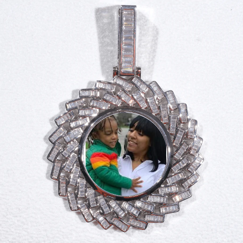 Large 3D Baguette Custom Picture Pendant