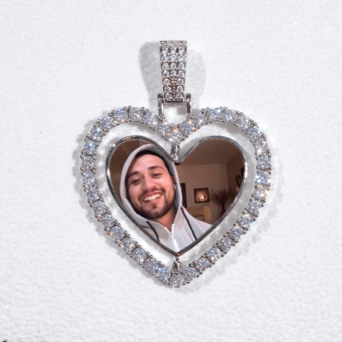 3D Spinning 2-Faced Heart Custom Picture Pendant
