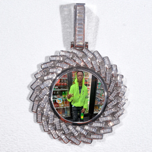 Large 3D Baguette Custom Picture Pendant