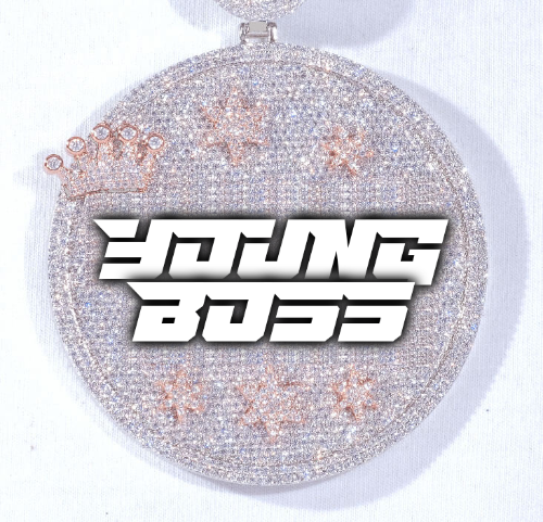 CUSTOM LETTER NECKLACE 3D BIG CROWN DISC