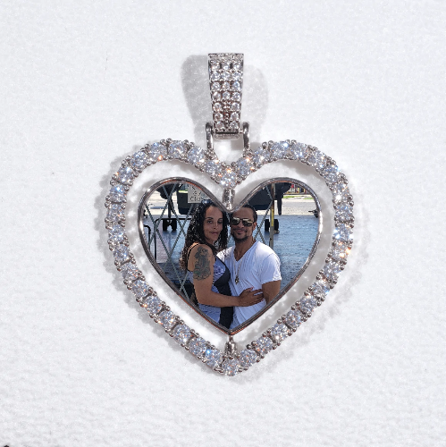 3D Spinning 2-Faced Heart Custom Picture Pendant