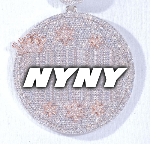 CUSTOM LETTER NECKLACE 3D BIG CROWN DISC