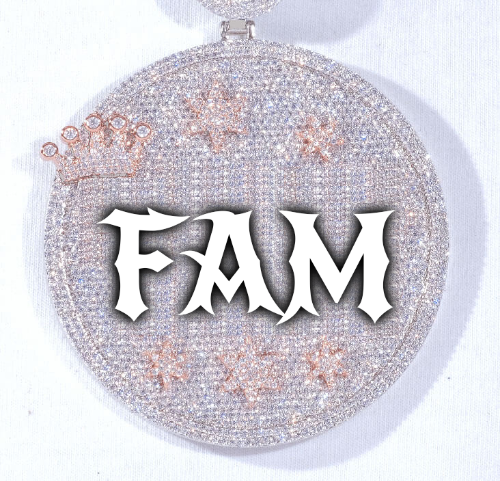 CUSTOM LETTER NECKLACE 3D BIG CROWN DISC