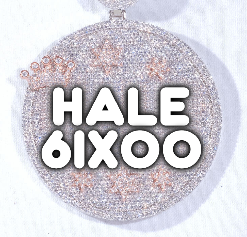 CUSTOM LETTER NECKLACE 3D BIG CROWN DISC