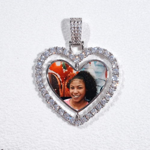 3D Spinning 2-Faced Heart Custom Picture Pendant