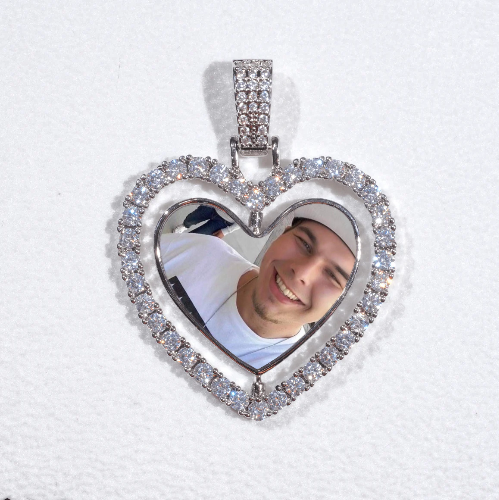 3D Spinning 2-Faced Heart Custom Picture Pendant