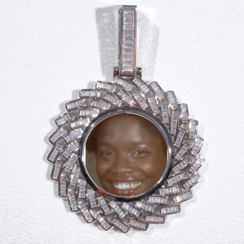 Large 3D Baguette Custom Picture Pendant