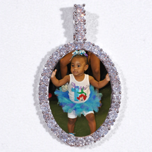 Large 3D Oval Custom Picture Pendant