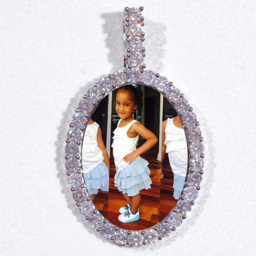 Large 3D Oval Custom Picture Pendant