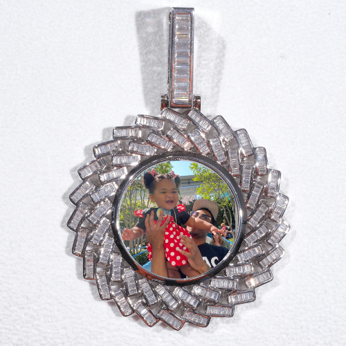Large 3D Baguette Custom Picture Pendant