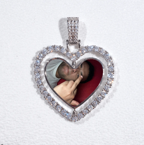 3D Spinning 2-Faced Heart Custom Picture Pendant