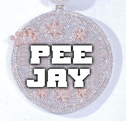 CUSTOM LETTER NECKLACE 3D BIG CROWN DISC
