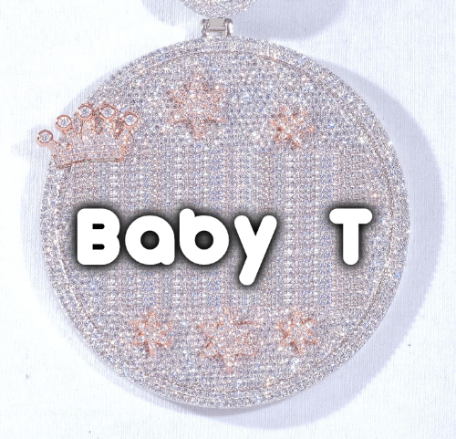 CUSTOM LETTER NECKLACE 3D BIG CROWN DISC