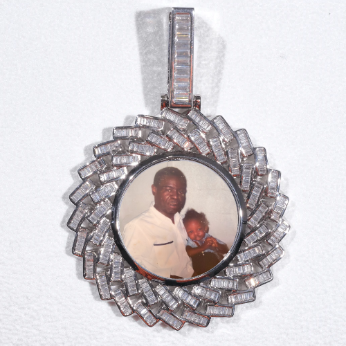 Large 3D Baguette Custom Picture Pendant