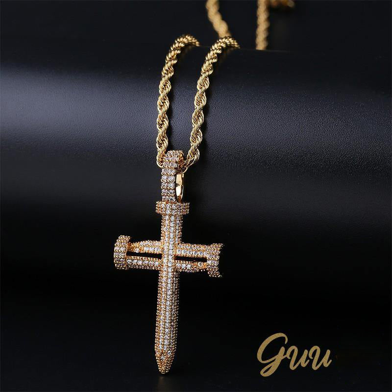 18K Gold-Plated AAA CZ Cross Pendant - The GUU Shop