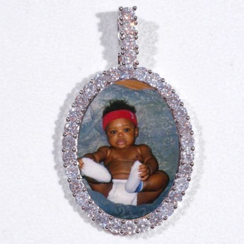 Large 3D Oval Custom Picture Pendant