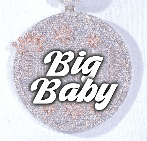 CUSTOM LETTER NECKLACE 3D BIG CROWN DISC
