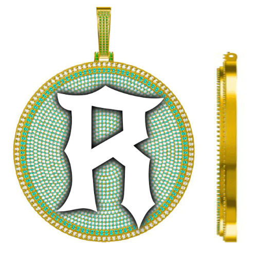 CUSTOM LETTER NECKLACE 3D BIG DISC