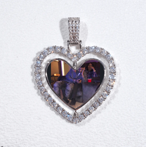 3D Spinning 2-Faced Heart Custom Picture Pendant