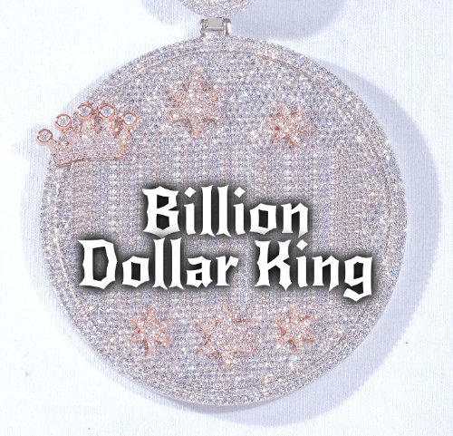 CUSTOM LETTER NECKLACE 3D BIG CROWN DISC
