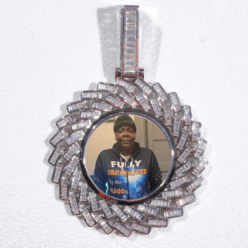 Large 3D Baguette Custom Picture Pendant