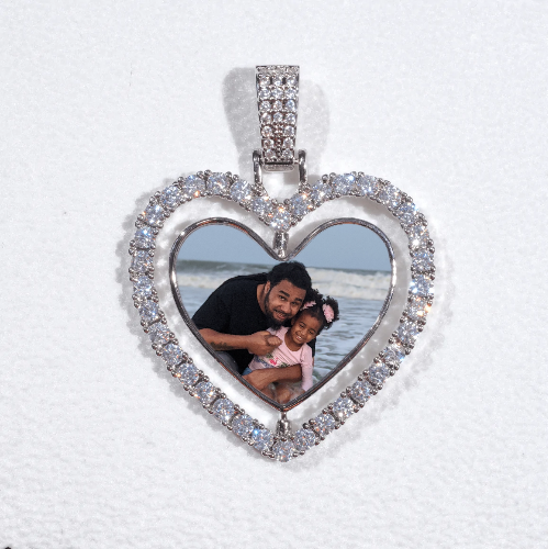 3D Spinning 2-Faced Heart Custom Picture Pendant