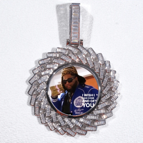 Large 3D Baguette Custom Picture Pendant