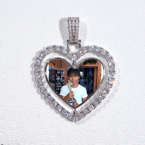 3D Spinning 2-Faced Heart Custom Picture Pendant