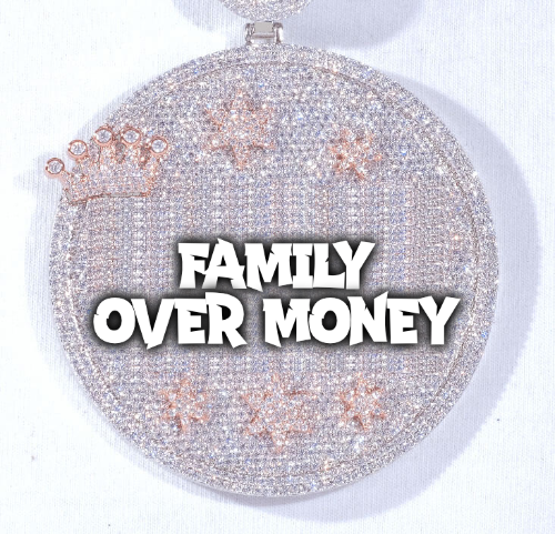 CUSTOM LETTER NECKLACE 3D BIG CROWN DISC
