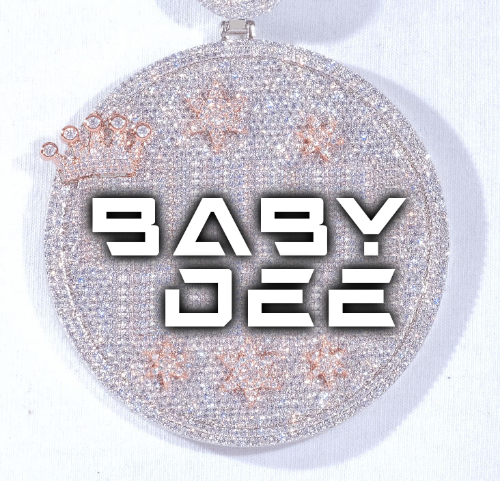 CUSTOM LETTER NECKLACE 3D BIG CROWN DISC