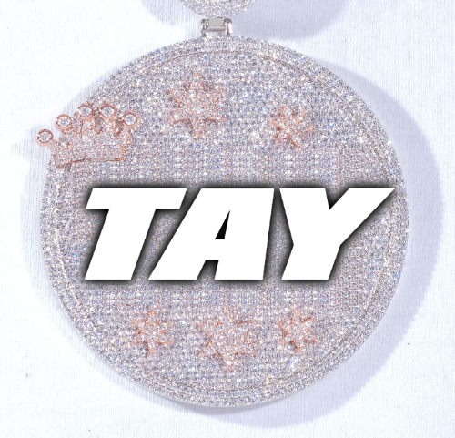 CUSTOM LETTER NECKLACE 3D BIG CROWN DISC