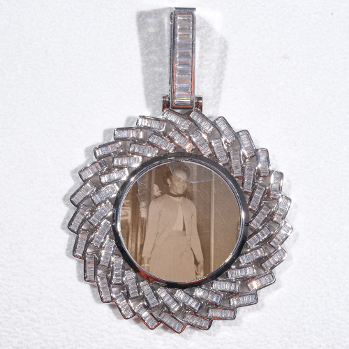 Large 3D Baguette Custom Picture Pendant