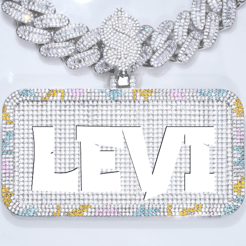 CUSTOM LETTER NECKLACE 3D COLORFUL SQUARE