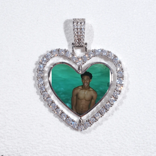3D Spinning 2-Faced Heart Custom Picture Pendant