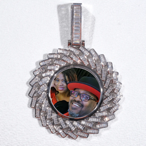 Large 3D Baguette Custom Picture Pendant