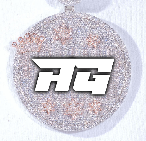 CUSTOM LETTER NECKLACE 3D BIG CROWN DISC