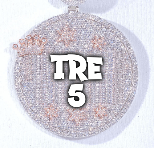 CUSTOM LETTER NECKLACE 3D BIG CROWN DISC