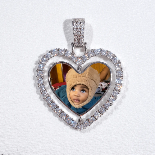 3D Spinning 2-Faced Heart Custom Picture Pendant