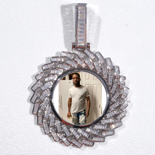 Large 3D Baguette Custom Picture Pendant