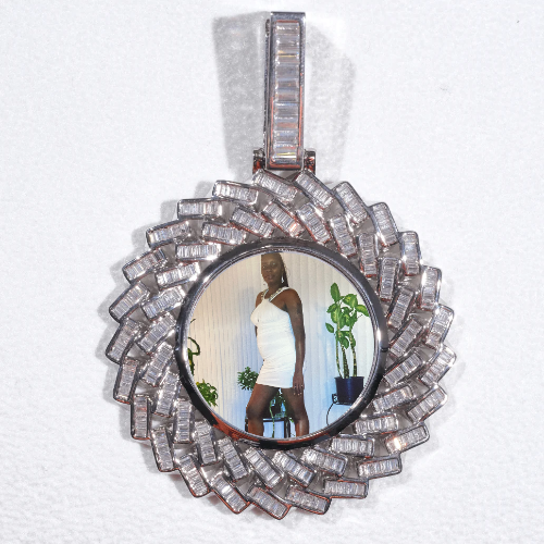 Large 3D Baguette Custom Picture Pendant