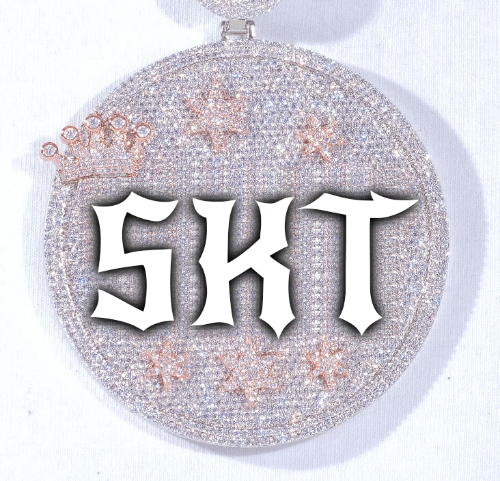 CUSTOM LETTER NECKLACE 3D BIG CROWN DISC