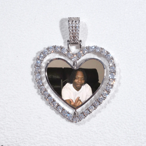 3D Spinning 2-Faced Heart Custom Picture Pendant