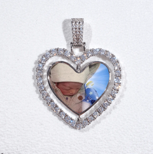 3D Spinning 2-Faced Heart Custom Picture Pendant
