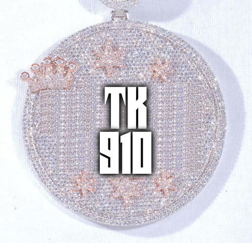 CUSTOM LETTER NECKLACE 3D BIG CROWN DISC