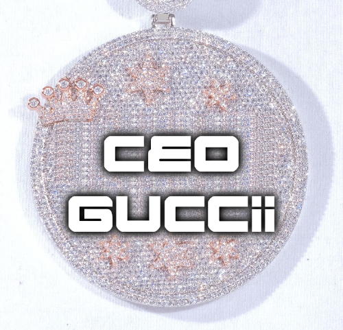 CUSTOM LETTER NECKLACE 3D BIG CROWN DISC