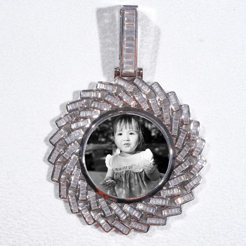 Large 3D Baguette Custom Picture Pendant